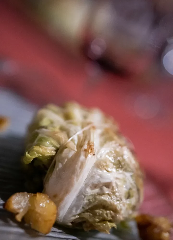 Pannequets de chou vert au foie gras