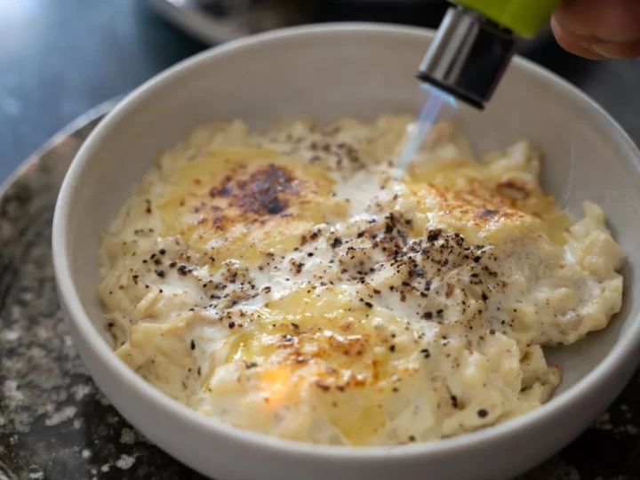 Coup de chalumeau sur le comté du risotto de céleri