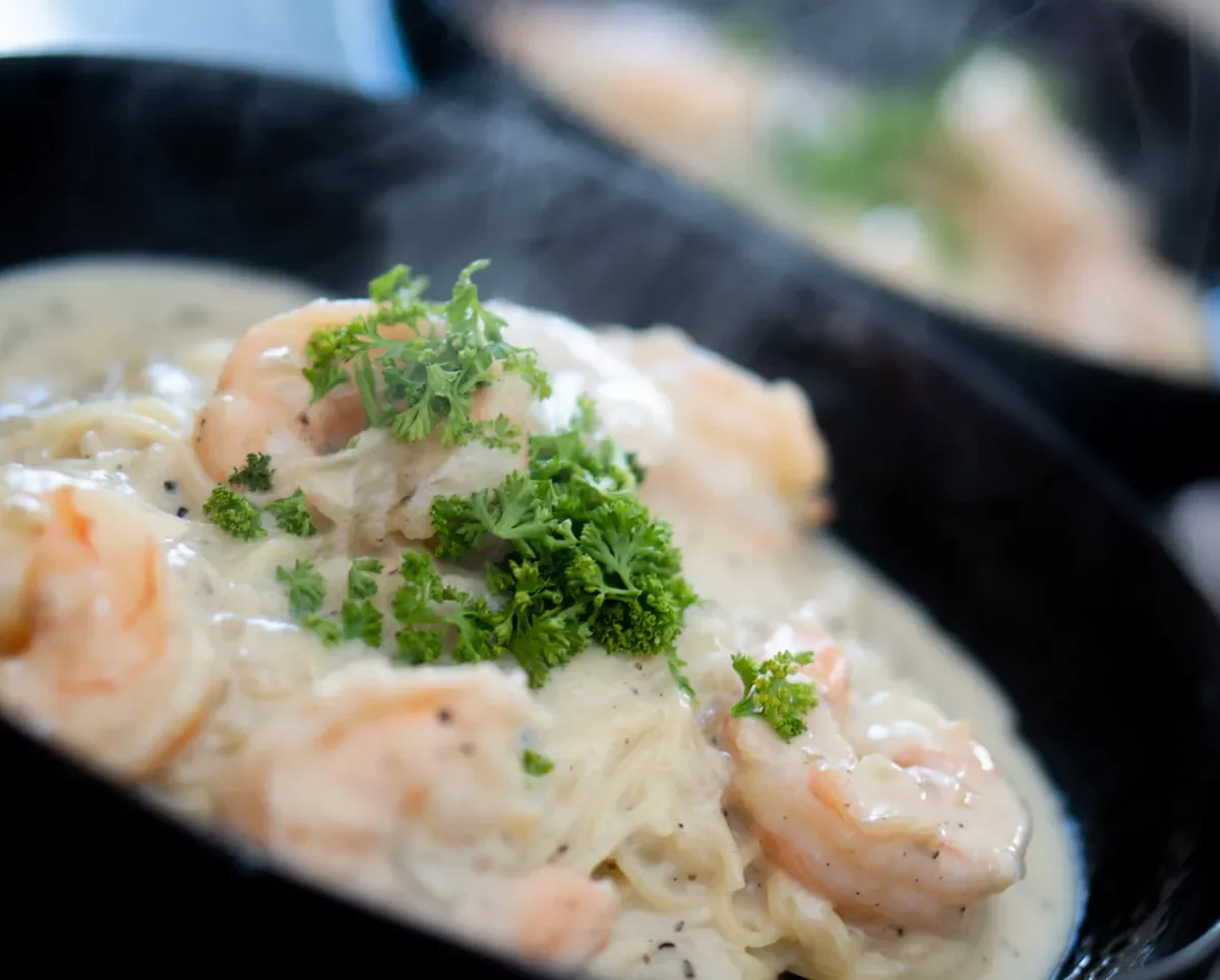 Scampis flambés crème à l'anis