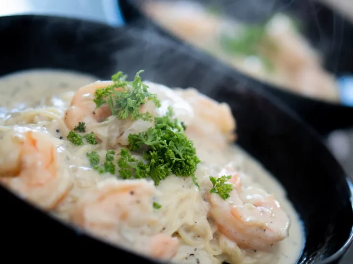 Scampis flambés crème à l’anis