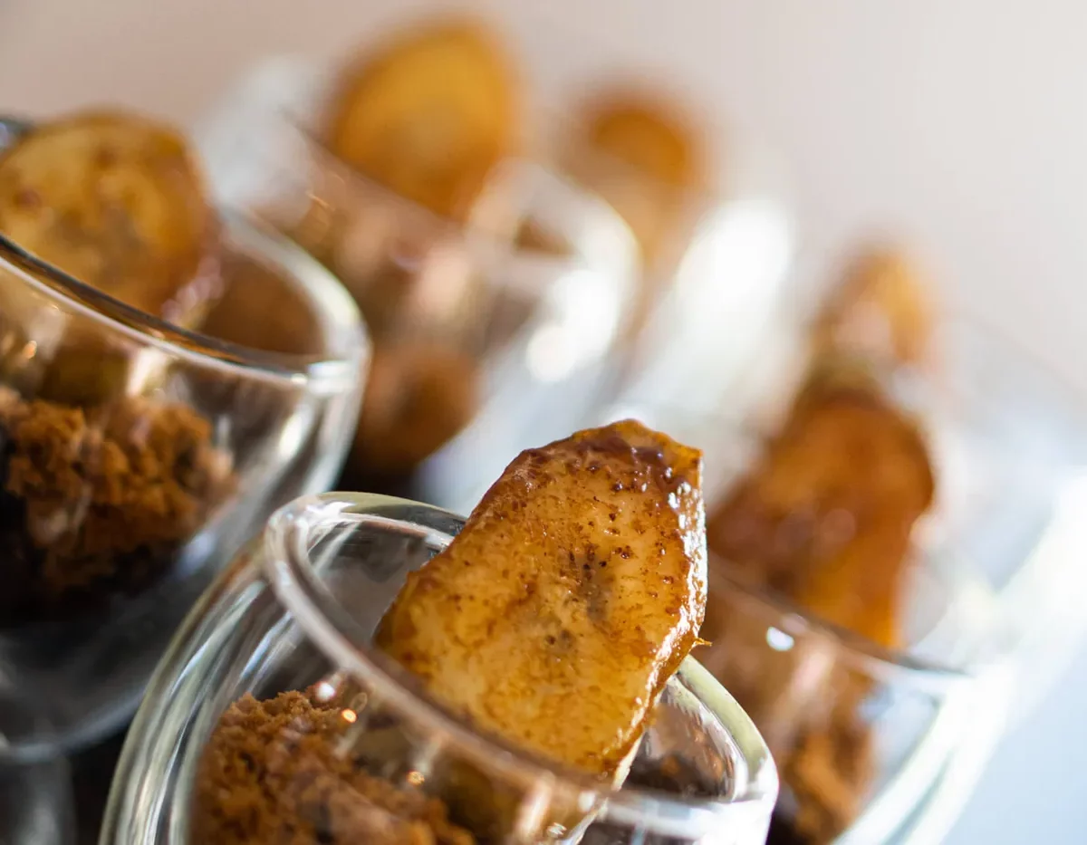 Verrine de boudin, spéculos et banane épicée